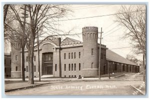 1912 State Armory View Jaques Everett Massachusetts MA RPPC Photo Postcard