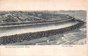 SEA WALL GALVESTON TEXAS POSTCARD (c. 1905)