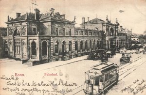 BONN GERMANY~BAHNHOF-TRAM~1903 PHOTO POSTCARD