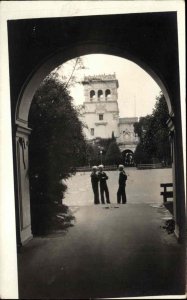 San Diego California CA Balboa Park Sailors Vintage Real Photo Postcard