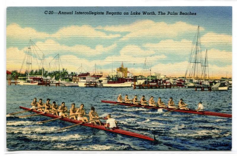 Rowing Race Intercollegiate Regatta Lake Worth Palm Beach Florida postcard