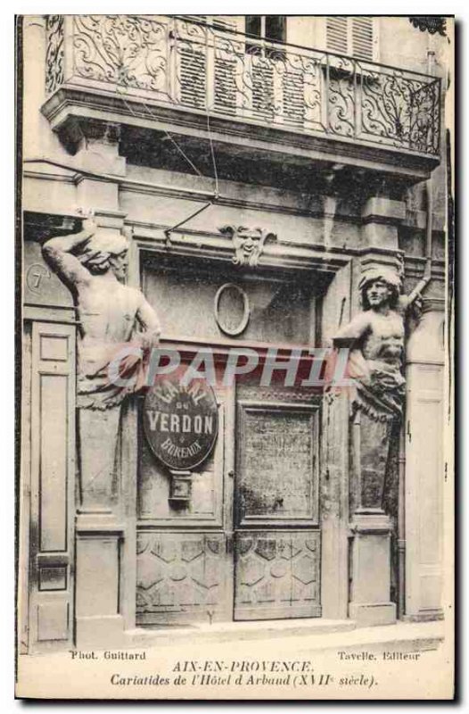 Old Postcard Aix en Provence Caryatids at Hotel Arbaud XVII century