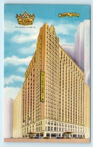 NEW YORK CITY, NY ~ The New HOTEL VICTORIA HOTEL c1950s Roadside Linen Postcard