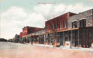 Holly Colorado Main Street, Color Lithograph, Vintage Postcard U18028