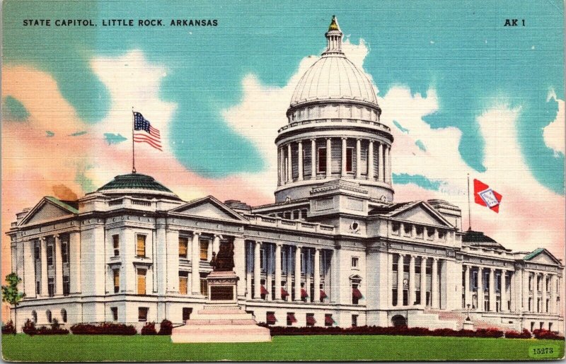 State Capitol Building Streetview Little Rock Arkansas Government DB Postcard 