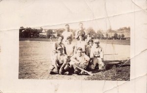 YOUNG BOYS BASEBALL PLAYERS TEAM-1920-30s REAL PHOTO POSTCARD