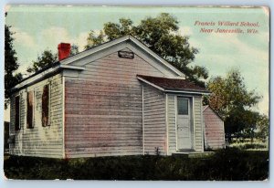 Janesville Wisconsin Postcard Francis Willard School Building Exterior View 1910