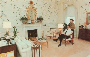 C.1981 President Ronald Reagan and Wife Nancy Reagan Fireplace Mirror Postcard