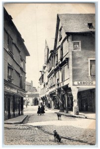 c1910 Street Of The Contribution Old Houses Dinan France Posted Postcard