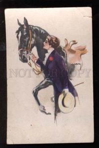 3029110 Lady w/ HORSE. Sign USABAL. #5051. Vintage PC