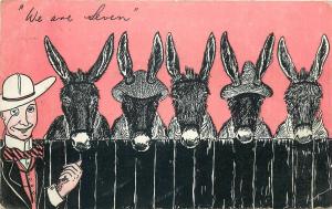 We are seven donkeys early comic caricature greetings postcard