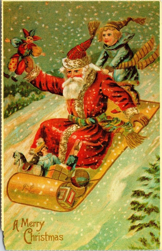 VINTAGE POSTCARD REPLICA REPRODUCTION SANTA CLAUS REPRO MERRIMACK SERIES NO. 12