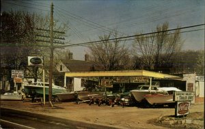 New Albany IN Alstott's Marine Sale Boats Coke Sign Advertising Postcard