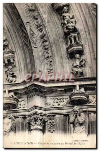 Old Postcard L isle adam Details of the church portal sculpture of I