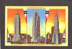 NY Empire State Building RCA Rockefeller Chrysler New York City Postcard NYC