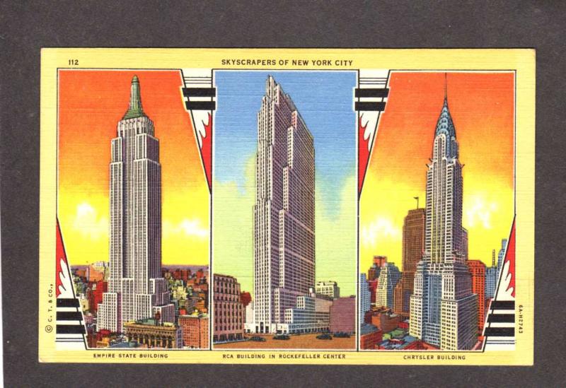 NY Empire State Building RCA Rockefeller Chrysler New York City Postcard NYC