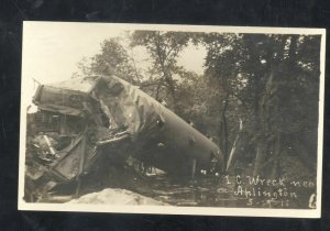 RPPC APLINGTON IOWA ILLINOIS CENTRAL TRAIN WRECK REAL PHOTO POSTCARD