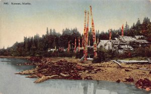 Totem Poles Native American Settlement Kassan Alaska 1910s postcard