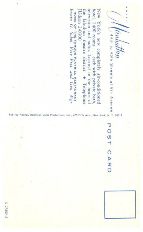 New York City , Hotel Manhattan