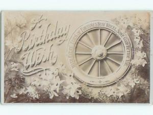 circa 1910 rppc BIRTHDAY WISH ON FORTUNE'S WHEEL o2640