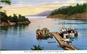 Puget Sound Washington WA San Juan Islands Boats Dock Postcard 