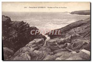 Old Postcard Presqu'ile de Quiberon 39ile Rocks at Blowhole