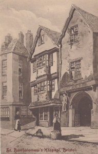 Lady Selling Fruit at St Bartholomews Hospital Bristol Antique Postcard