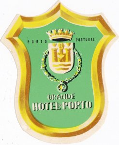 Portugal Porto Grande Hotel Porto Vintage Luggage Label sk3374