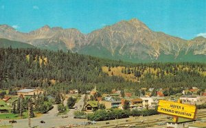 JASPER, Alberta Canada   VILLAGE BIRD'S EYE VIEW    ca1960's Chrome Postcard