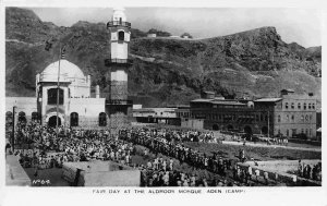 Fair Day Aldroos Mosque Aden Yemen RPPC Real Photo postcard