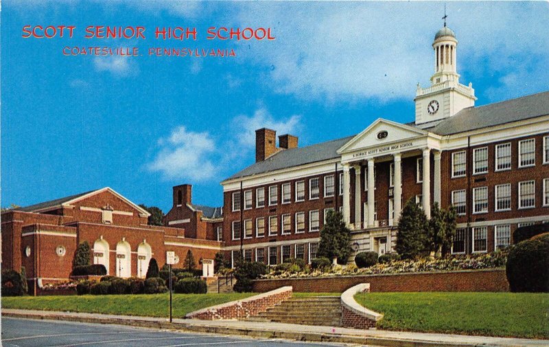 Coatesville Pennsylvania 1960s Postcard S. Horace Scott Senior High