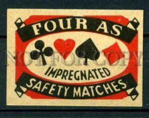 500527 FOUR AS card suits Vintage match label