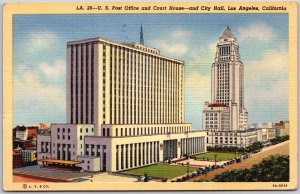 1949 Los Angeles CA-California, US Post Office and Court House, Vintage Postcard