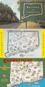Welcome To Connecticut Sign 3x Map Postcard s