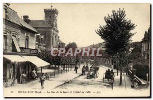 Old Postcard Dives sur Mer The Bahnhofstrasse and City Hall Automotive