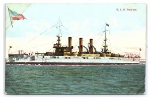 Postcard U. S. S. Vermont Military Battleship