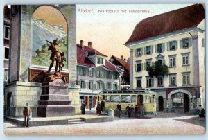 Uri Switzerland Postcard Altdorf Market Square with Tell Monument c1910