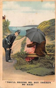 Officer Checking on a Couple Under an Umbrella Cartoon Occupation, Policeman ...