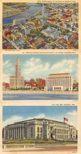 COLUMBUS, OH Ohio  CITY HALL~AIU CITADEL~OFFICE~AERIAL  *3*  c1940's Postcards