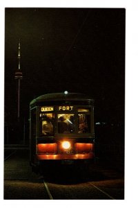 TTC Queen, Fort Trolley, Cn Tower Night, Toronto, Ontario,