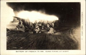 Fort Ord CA Artillery WWII Training French 75MM Gun Firing Real Photo Postcard