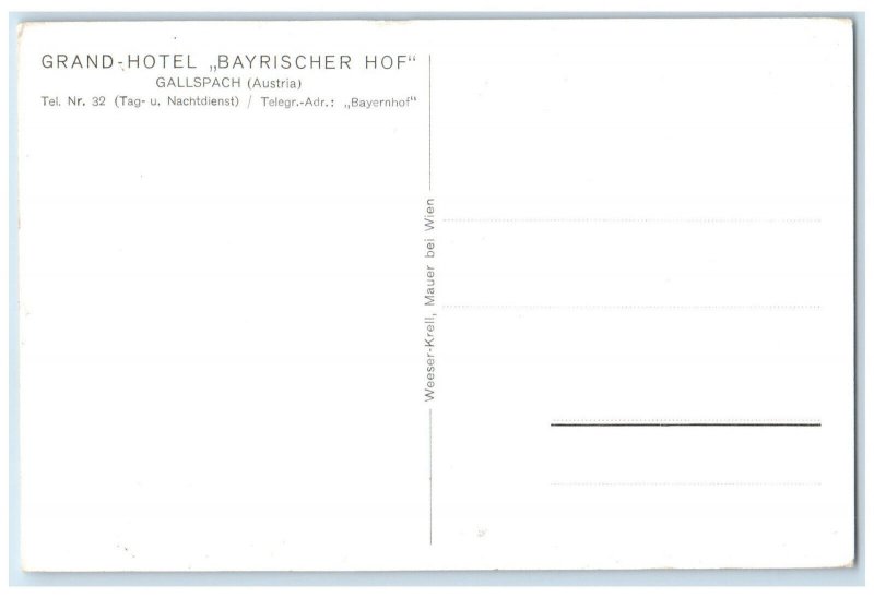 c1920's Institute Zeileis Gallspach Grand Hotel Bavarian Court Austria Postcard
