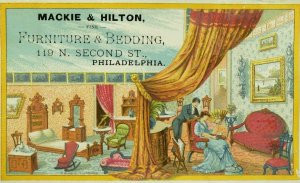 Vintage Mackie & Hilton Furniture Bedding Lovely Room Victorian Trade Card P113 