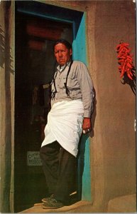 Pueblo Indian Doorway Home Taos New Mexico Postcard UNP Walter Haussman