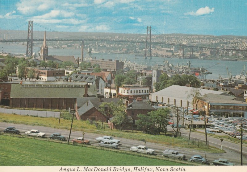 VINTAGE ANGUS L. MACDONALD BRIDGE   HALIFAX NOVA SCOTIA POSTCARD