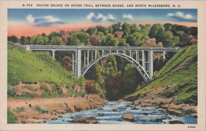 Postcard Ravine Bridge Boone Trail Between Boone + North Wilkesboro NC