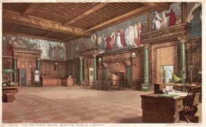 Vintage Postcard The Delivery Room Boston Public Library Massachusetts Detroit