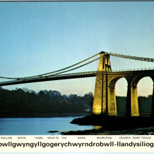 c1976 Llanfairpwllgwyngyllgogerychwyrndrobwll Menai Bridge Wales 150th Floodlit