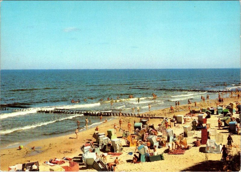 2~4X6 Postcards Germany  BALTIC SEA  Beach Scene~Sunbathers~Pier & MAP CARD