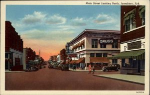 Jonesboro Arkansas AR Main Street Scene Classic Cars Vintage Postcard